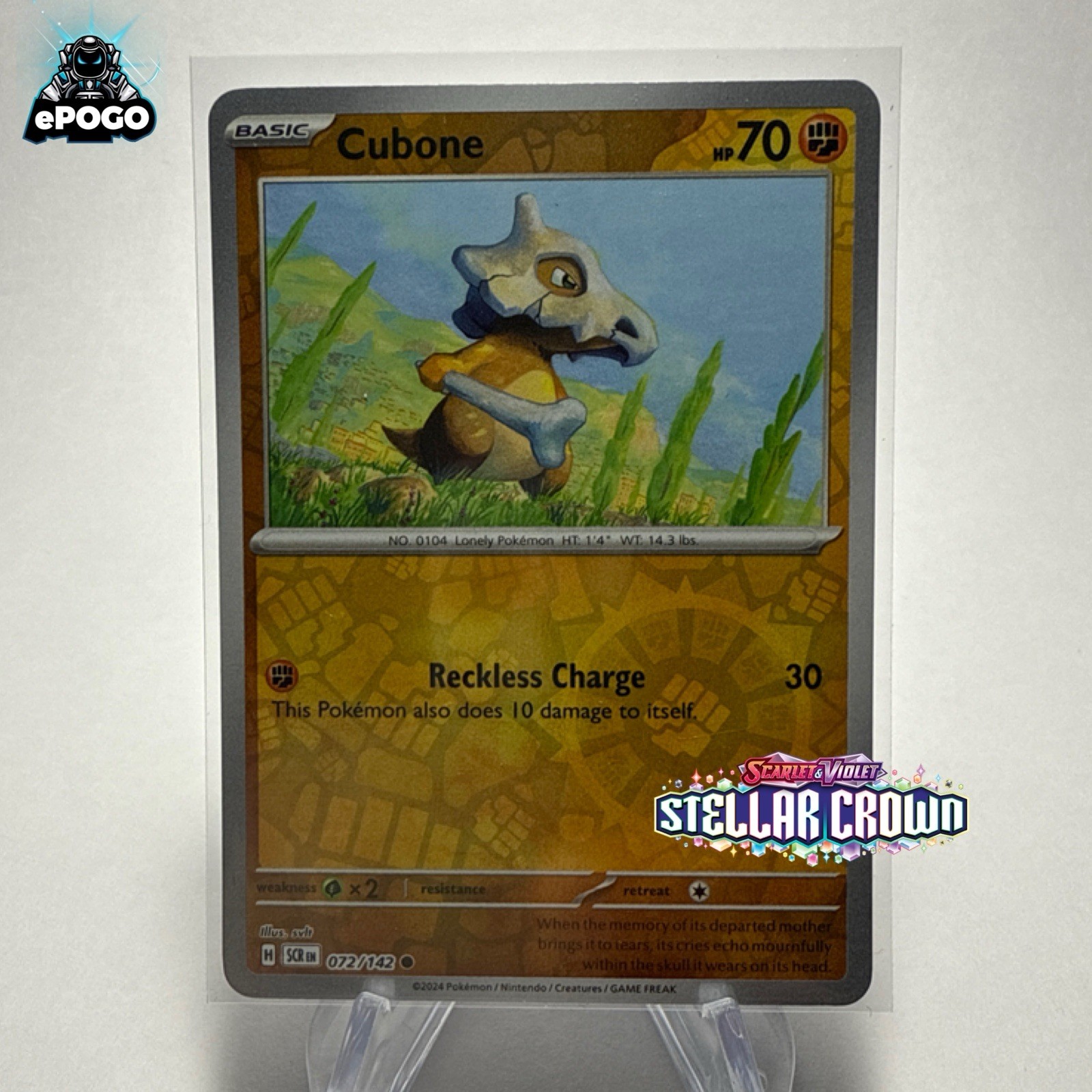 Cubone 072/142 Reverse Holo Pokemon TCG: Stellar Crown Card MINT SHIPPED TODAY!
