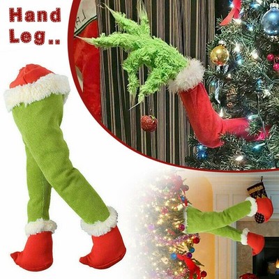 Weihnachten Plüschtier Grinch Puppe Beine Hände Weihnachtsbaum Kranz Dekoration