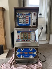 Vintage Tic Tac Toe Wooden One Armed Bandit, Coin Operated