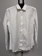 Hugh Crye White Dress Shirt Spread Collar Broadcloth 16.5x35