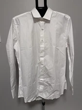 Hugh&Crye White Dress Shirt Spread Collar Broadcloth 16.5x35