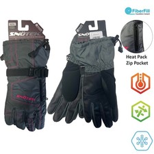 Snotek Women's Grey Pink Stitched Zip Performance Winter Ski Gloves ST118 S03 