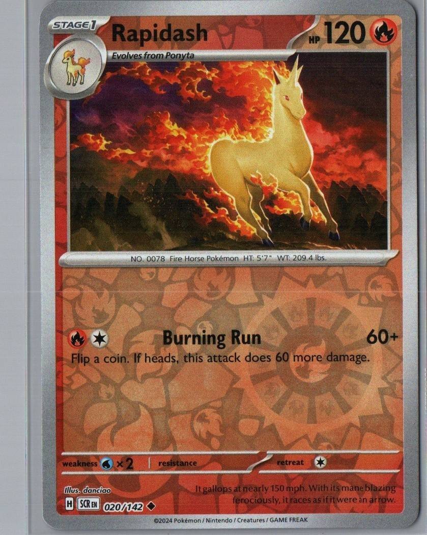 Rapidash 20/142 Uncommon Stellar Crown Pokemon Reverse Holo Near Mint