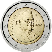 Italy 2 Euro Commemorative Coin 2010 - Camillo Benso. Uncirculated.