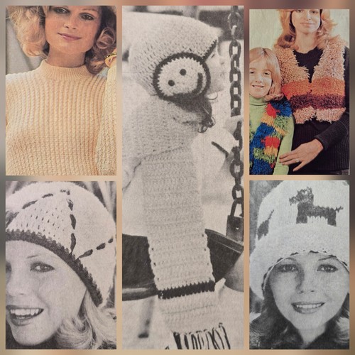 1970s Dog Beanie Skull Cap Loop Fur Cable Rib Crochet New Idea Knitting ...