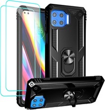 For Moto One 5G Case, Motorola UW with 2 Tempered Glass Screen Protectors Blue