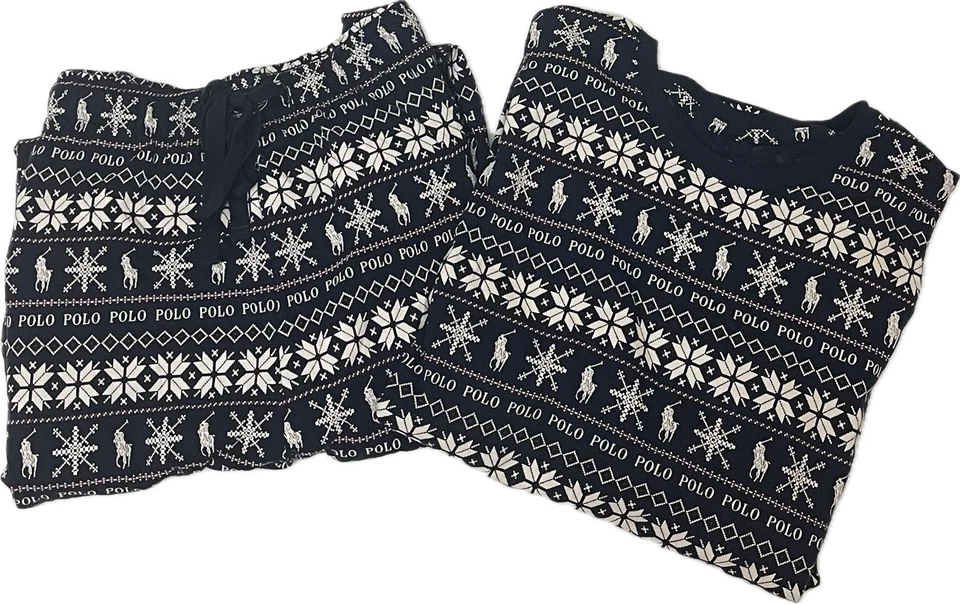 Polo Ralph Lauren мужской пижамы комплект темно-синий Fair Isle Джерси хлопок размер S $75 - Изображение 3 из 4