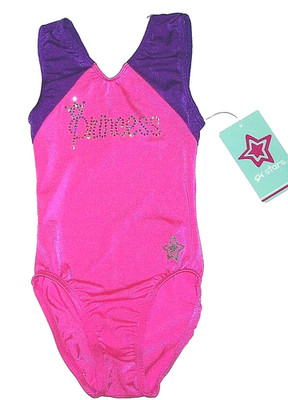 GK Stars Sparkling Princess Leotard Bodysuit Sparkle Star Pink New Girl XS 4/5