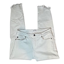 KanCan White Skinny Jeans Frayed High-Low Raw Hem Womens 11/29 Stretch Denim