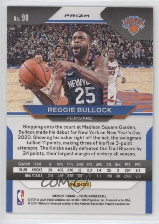 2020-21 Panini Prizm Gold Shimmer Prizm /10 Reggie Bullock #90 - Image 2 of 2