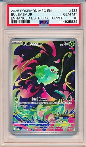 BULBASAUR POKEMON MEGA EVOLUTION ENHANCED STAMPED PROMO #133/132 PSA 10 GEM MINT