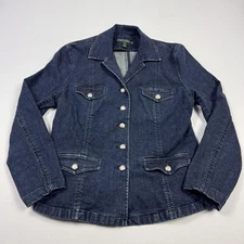 Lauren Jeans Co. Ralph Lauren Denim Blazer Style Jacket Womens Large Blue