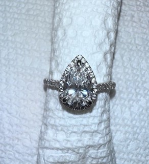 14k White Gold 2.50 C Pear Shape Moissanite Ring Sz 7.75 8.0