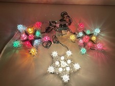 Retro Everglow Christmas Star Tree Topper Lot Tinsel 11 Light Star MCM Art Deco