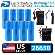 LED flashlight headlamp 26650 Battery 3.7V Li-ion Rechargeable Batteries LOT