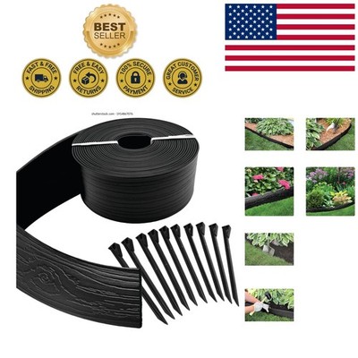40 ft x 4 in Terrace Board Landscape Edging - HDPE Garden Border with 10 Stakes