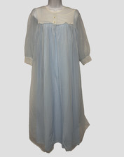 VTG Sears 2 Pc Blue Maxi Peignoir Set Women's Size 36 Medium Nylon Modest