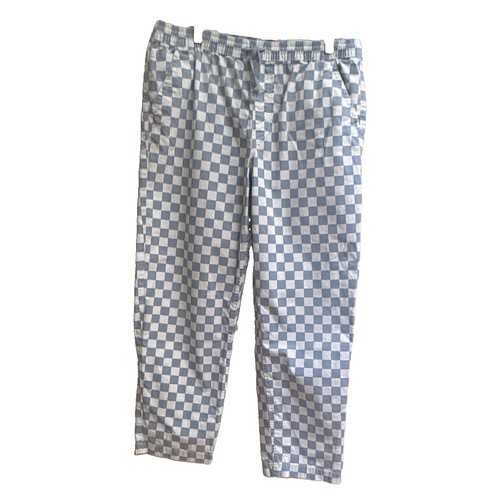 VANS Range Elastic Men's Relaxed Fit Pants Blue/White Check Drawstring L