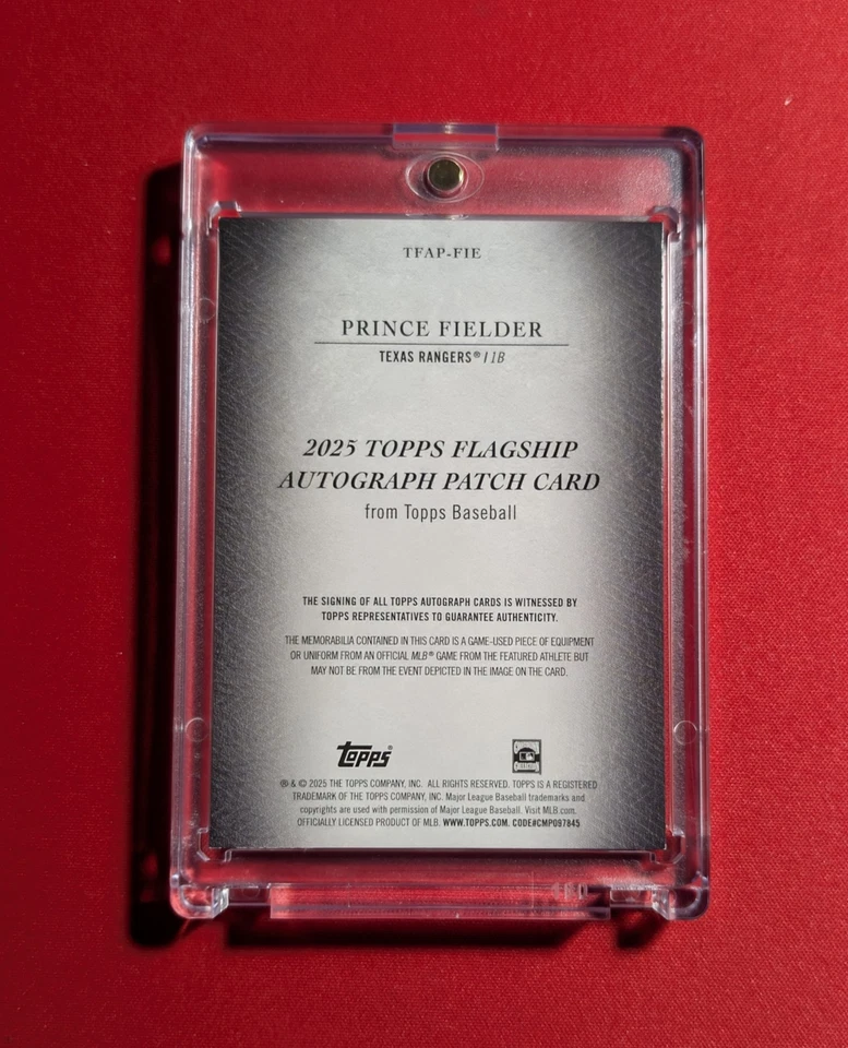 🔥Prince Fielder /25 -2025 Topps Update Series Flagship Patch Auto #TFAP-FIE  - Image 2 of 2