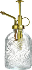 360ml Glass Pump Plant Mister Plant Spray Bottle 20cm Vintage Clear Gold Indoor
