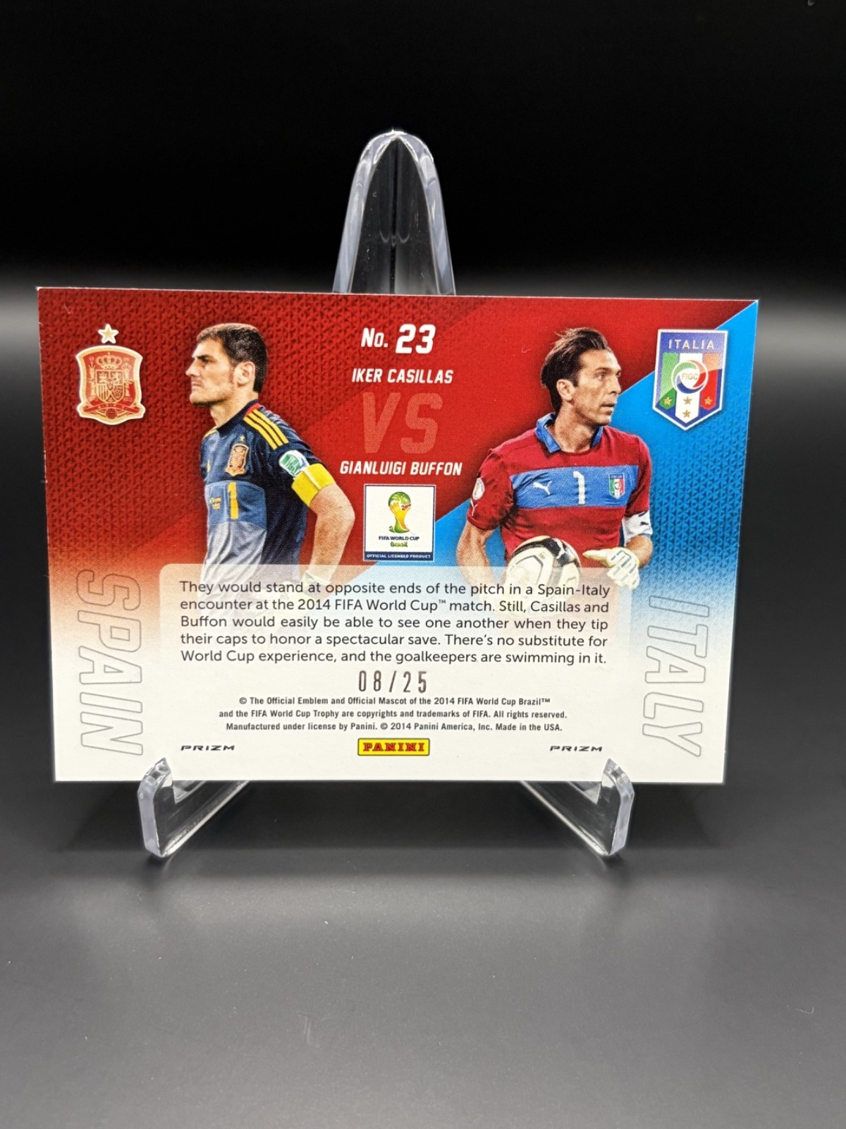 GIANLUIGI BUFFON/IKER CASILLAS 2014 Panini Prizm WC Matchups Green Crystal 08/25 view 2