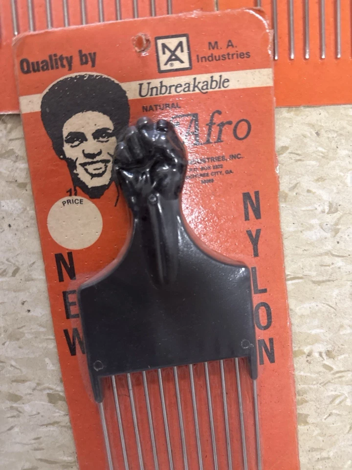 Lote de selección afro vintage NOS M.A. Tarjetas Industries Black Power Fist Peace Rake Foto 3 de 4