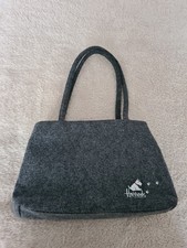 HARRODS Grey Felt Tote Bag Scottie Dog Size Medium Inner Outer Pocket Shoulder