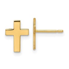 9mm Polished Cross Post Earrings in 14k Yellow Gold