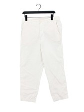 Uniqlo Women's Suit Trousers L Cream Linen with Cotton Tapered Dress Pants