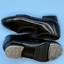 Capezio Girls Tap Shoes Youth Size 9.5 Wide Black Patent Leather Tele