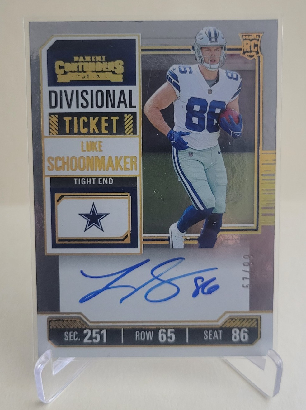 2023 PANINI CONTENDERS LUKE SCHOONMAKER DIVISIONAL TICKET RC AUTO #123 Ser #/99