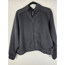 All in Motion Sandwash Full Zip Jacket Black XXL Relaxed Fit Hip Length
