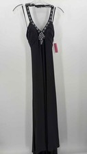 Pre-Owned Betsy  Adam Grey Size 6 Sleeveless Maxi Evening Gown