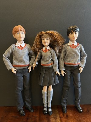 Harry Potter Figures Lot of 3 Mattel Dolls Harry Ron Hermione Wizard Hogwarts