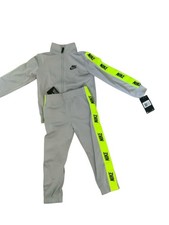 Nike NWT Boys Size 4 Track Suit Jacket Logo Jogger Bottom Set Gray Black Yellow