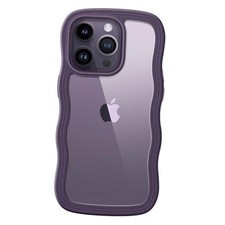 Cute Case for iPhone 14 Pro 6.1-Inch, Wave Frame Curly Shape Deep Purple