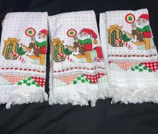 Lot Of 3 Vintage Christmas Gnomes Kitchen Dish Towels NOS Cannon Made In USA