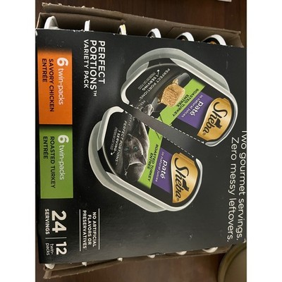 Sheba Perfect Portions Pate Wet CatFoodVariety Pack Chicken Turkey 12 Twin-Packs