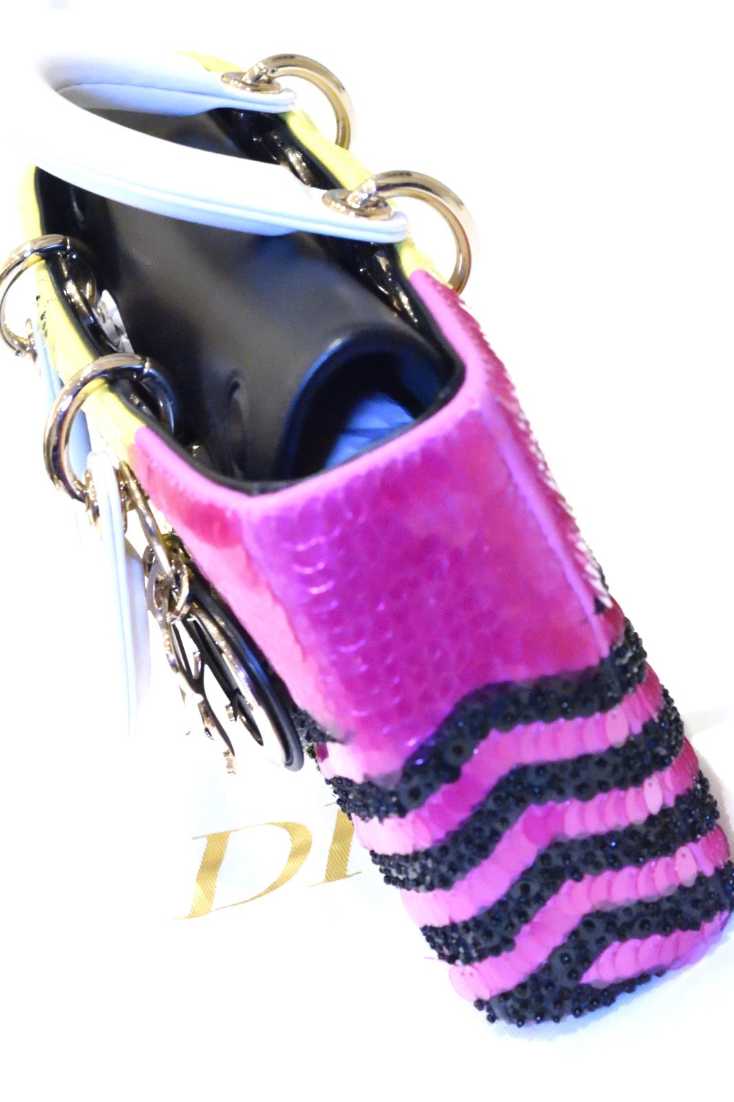 Christian Dior Lady D-Joy Sequin Runway Mini Bag Multicolour Tiger Stripe w/ Str image 8