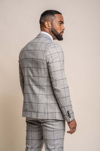 Mens Cavani Ghost 3 Piece Check Suit Distinctive Slim Fit Formal Wedding Suit - Picture 3 of 7