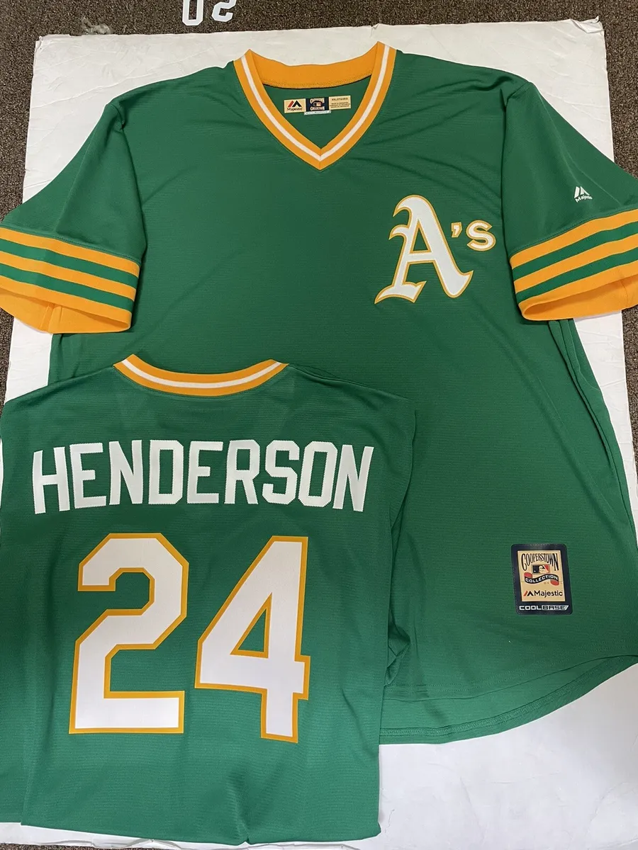 OAKLAND A’S RICKEY HENDERSON MAJESTIC COOPERSTOWN COLLECTION JERSEY XXL New