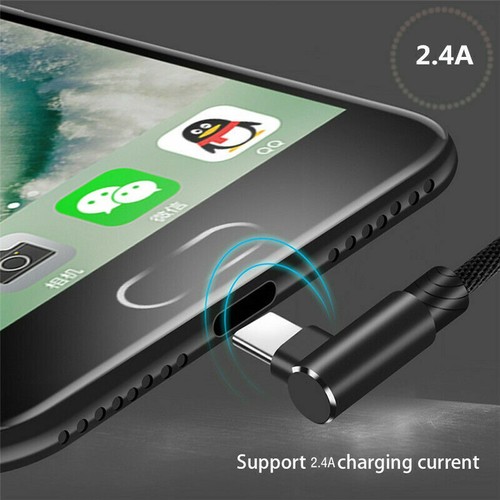 25cm USB zu Typ C Ellenbogen Ladegerät 90 Winkel Stecker Schnell Daten Kabel Rot - Bild 5 von 6