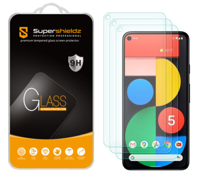 [3-Pack] Supershieldz Tempered Glass Screen Protector for Google Pixel 5