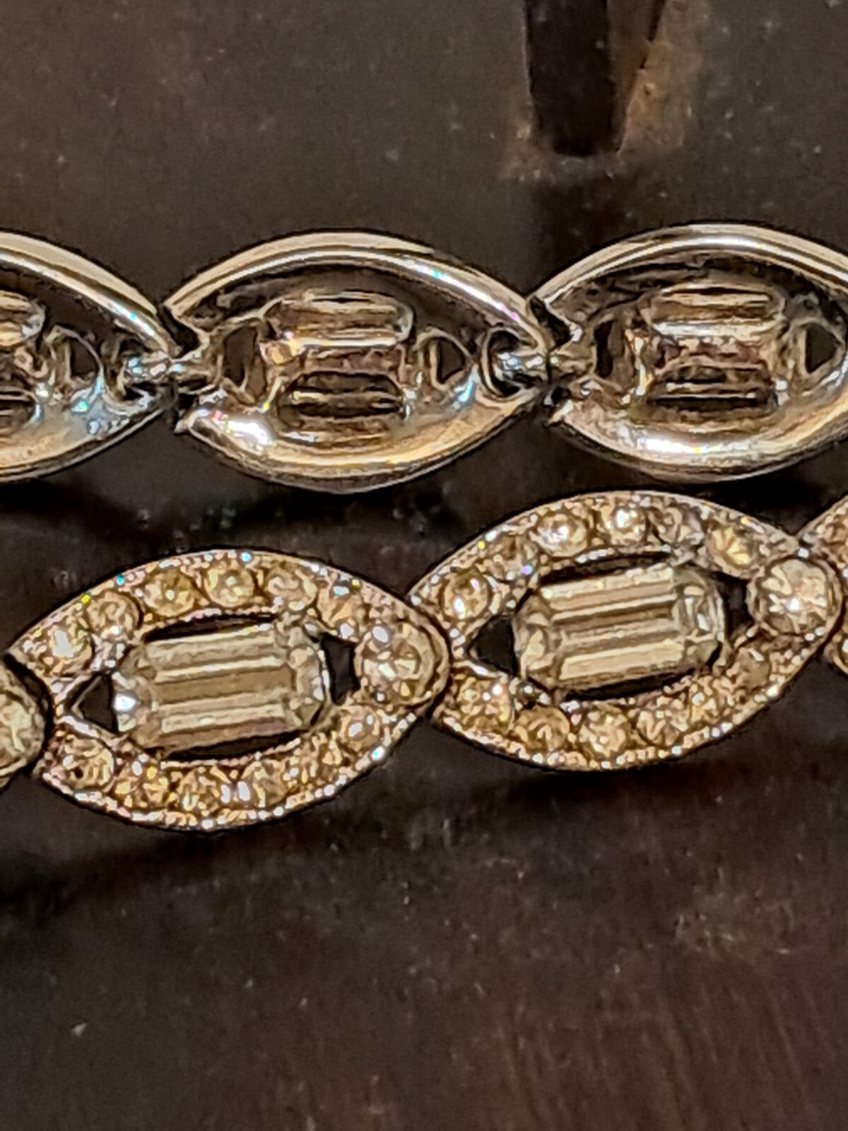 Vintage Bogoff Silver Tone Clear Rhinestone  Brac… - image 2