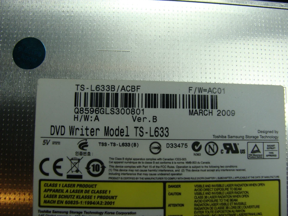 Acer Aspire 7735-4291 17.3" Genuine DVD-RW Burner Drive TS-L633 ER* - Image 4 of 4