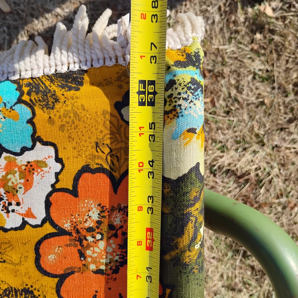 60s Free Standing Hammock Orange Floral Green Metal Frame Flower Power Algoma - Image 3 of 4