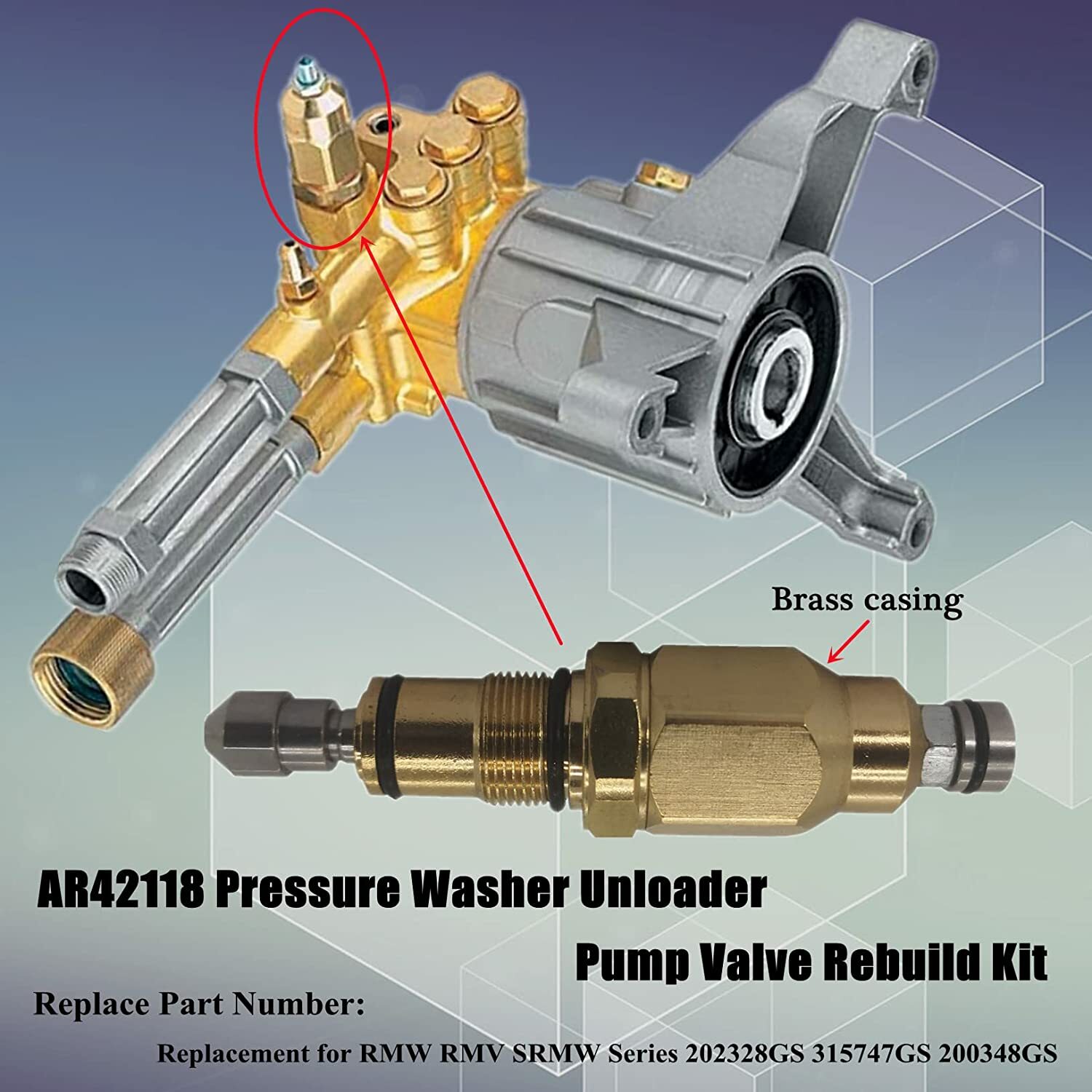 AR42118 Pressure Washer Unloader Pump Valve Rebuild Kit For RMW RMV