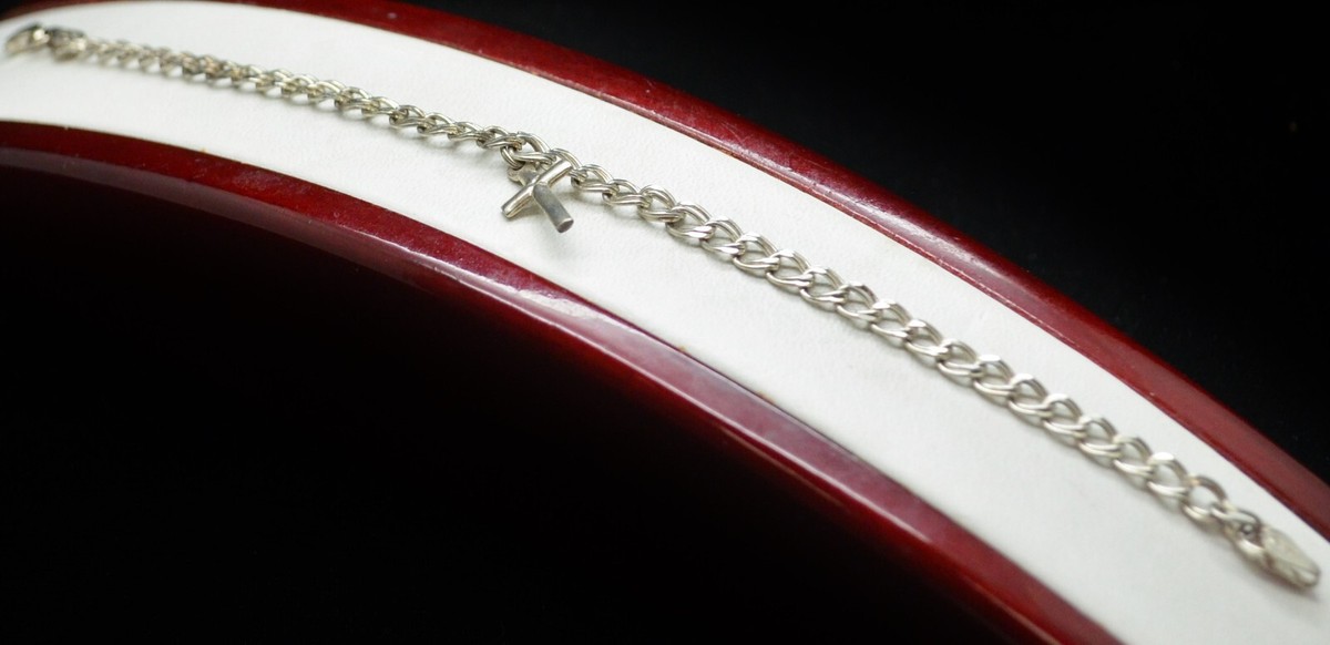Sterling Silver Beautiful Tiny Cross Chain Bracelet 7.0
