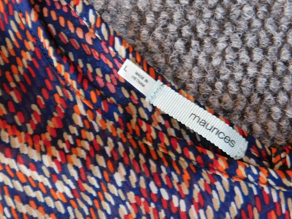 Blusa Maurices Grande Rojo Rayas Pullover Top Transparente Diseñador Clásico Foto 4 de 4