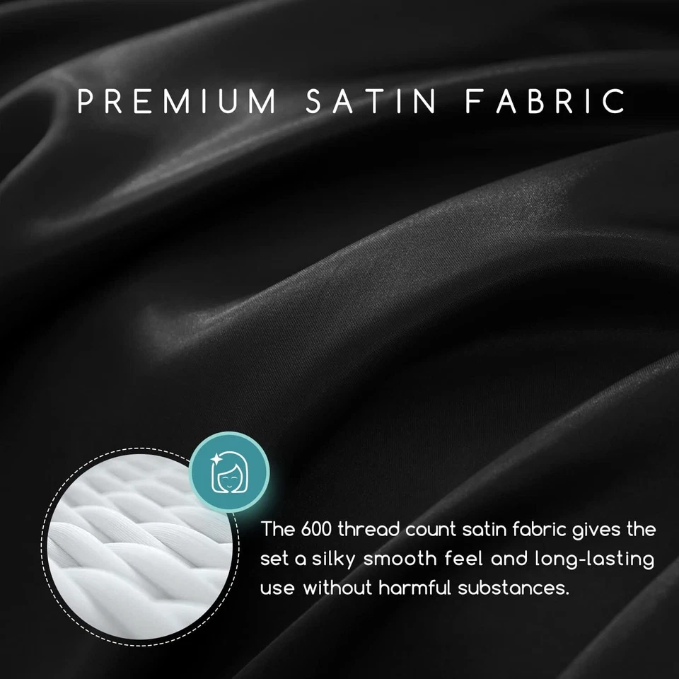 Queen Satin Bed Sheets 4 Piece Set Silky Soft Bedding with 15 Inch Deep Pocket - Image 4 of 4